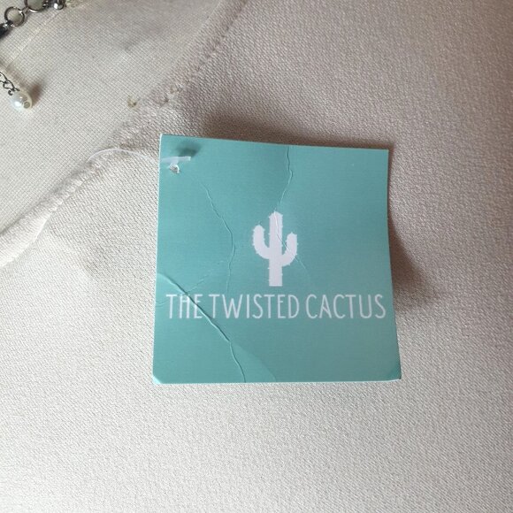 Blooms In The City Boho Tunic M Beige Laceup Lng Slv Flare Hippi V-Neck Chic NEW - Picture 6 of 7